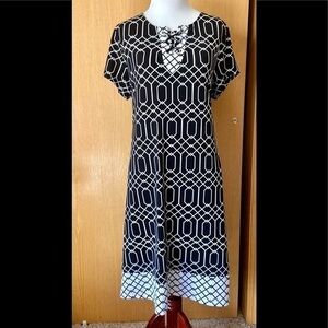 EUC-Chico’s Travelers Black/White Nautical Dress